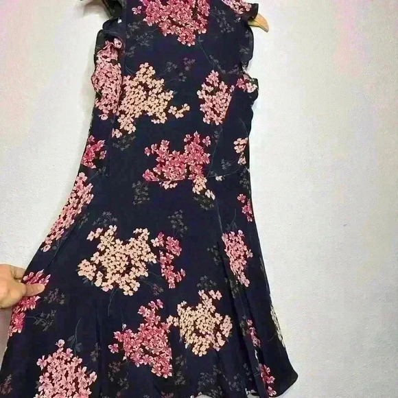 Rebecca Taylor Silk Navy Blue Floral Dress size 6 - Picture 5 of 7